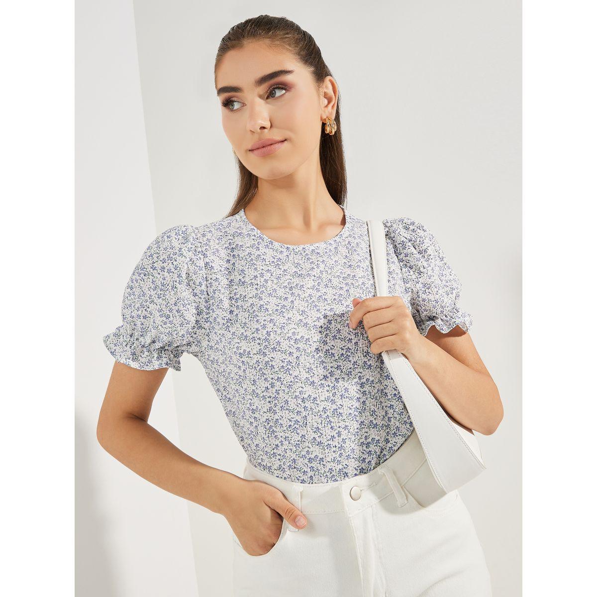 Styli All Over Print Top with Puff Sleeves-women-clothing-shirtsandblouses-blouses-image-1