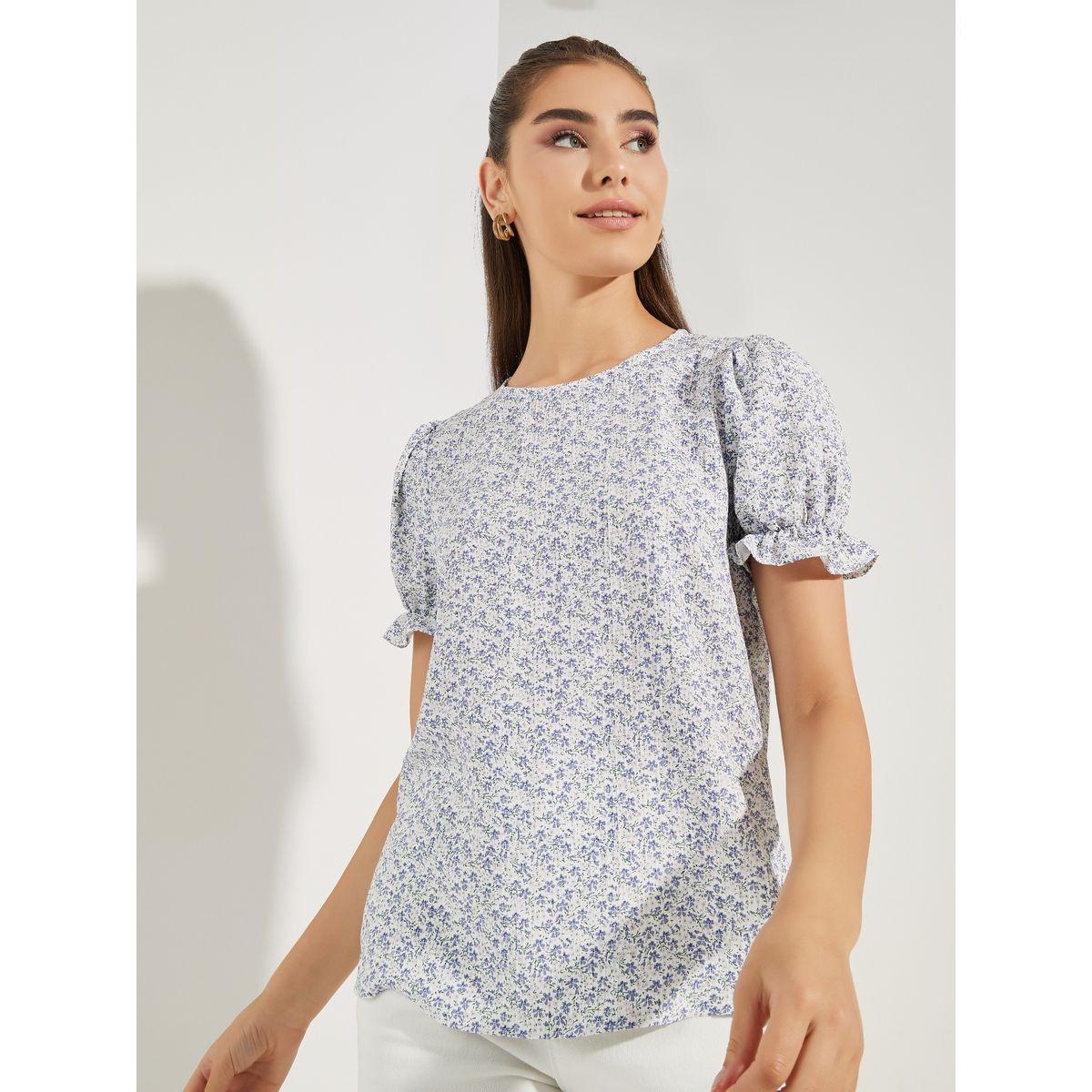 Styli All Over Print Top with Puff Sleeves-women-clothing-shirtsandblouses-blouses-image-3