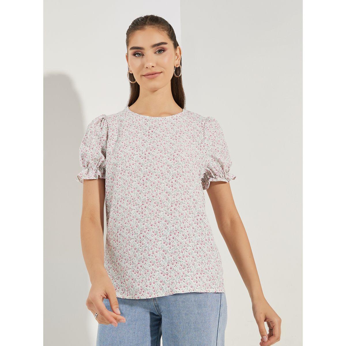 Styli All Over Print Top with Puff Sleeves-women-clothing-shirtsandblouses-blouses-image-3