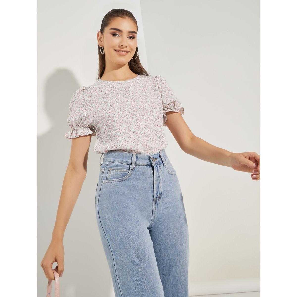 Styli All Over Print Top with Puff Sleeves-women-clothing-shirtsandblouses-blouses-image-5