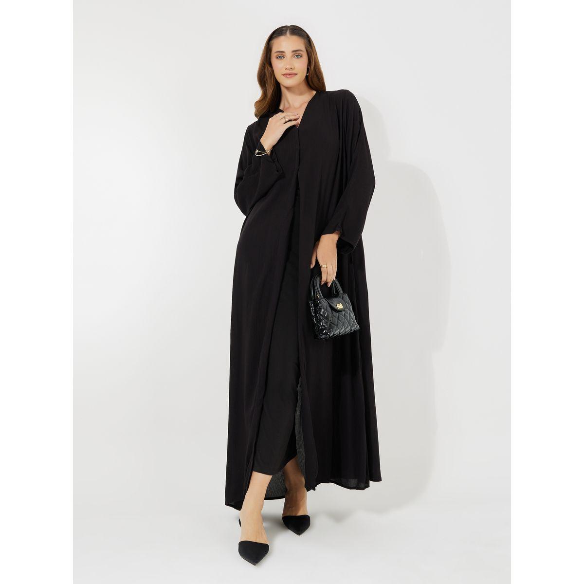 عباية طويلة بتفاصيل بارزة الملمس-women-arabicclothing-abayas-image-1