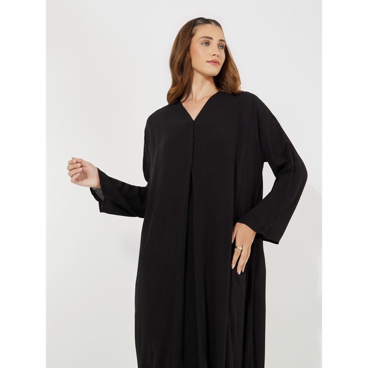 عباية طويلة بتفاصيل بارزة الملمس-women-arabicclothing-abayas-image-2