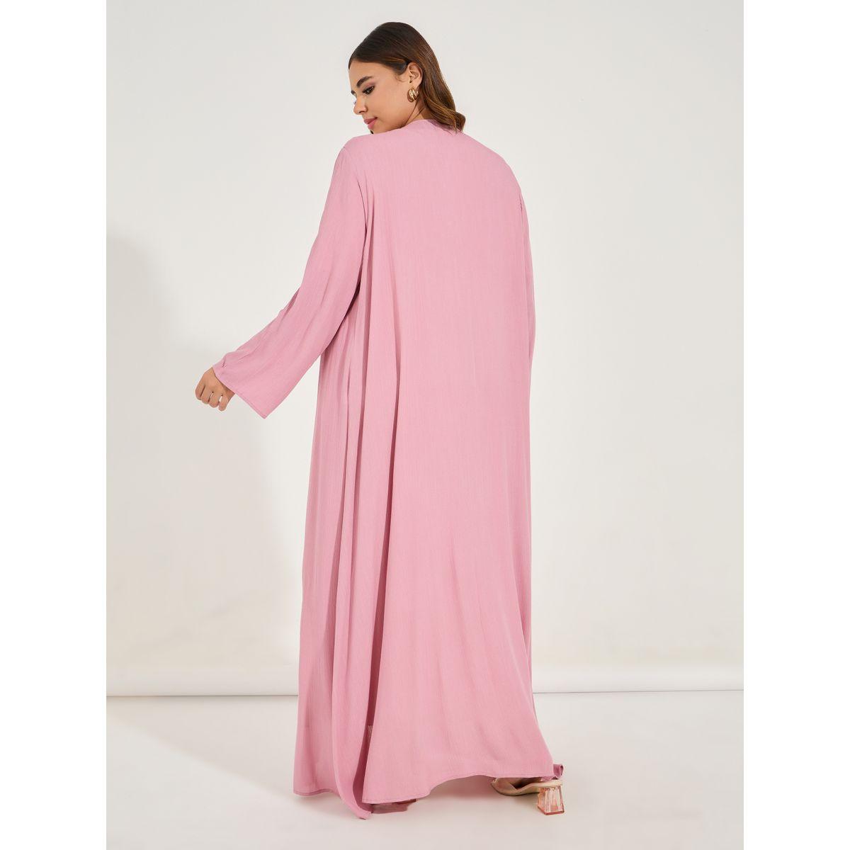 Styli Crinkle Textured Abaya with Front Button-women-arabicclothing-abayas-image-5