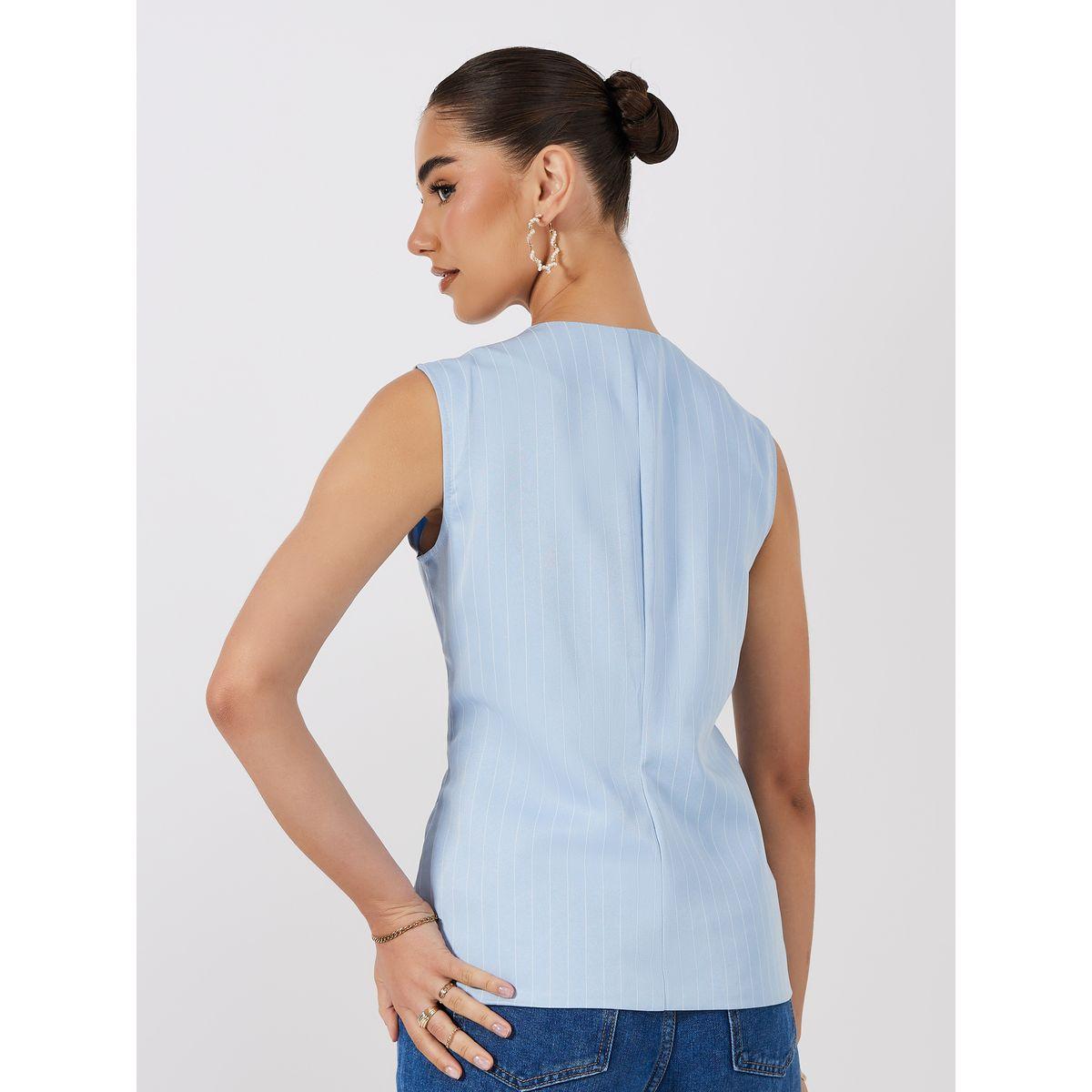 Styli Pinstriped Waistcoat with Flap Detail-women-clothing-shirtsandblouses-blouses-image-4