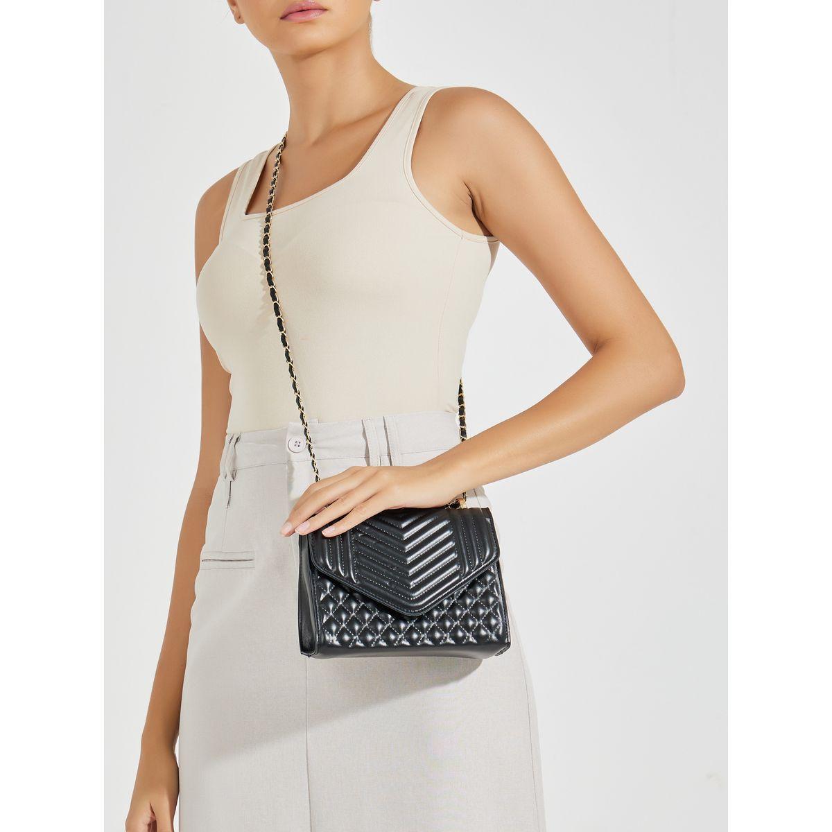 Styli Flap Quilted Bag with Chain Strap-women-bagsandwallets-handbags-image-2