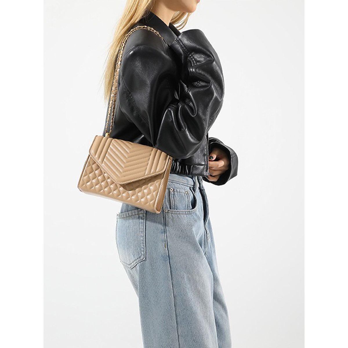 شنطة بتفاصيل بارزة الملمس مع حمالة بنمط سلسلة-women-bagsandwallets-handbags-image-1
