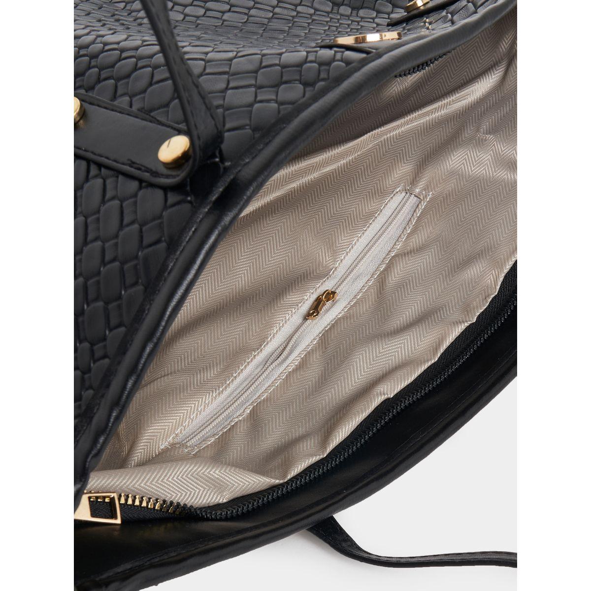 Styli Textured Shoulder Bag with Zip Closure-women-bagsandwallets-handbags-image-4