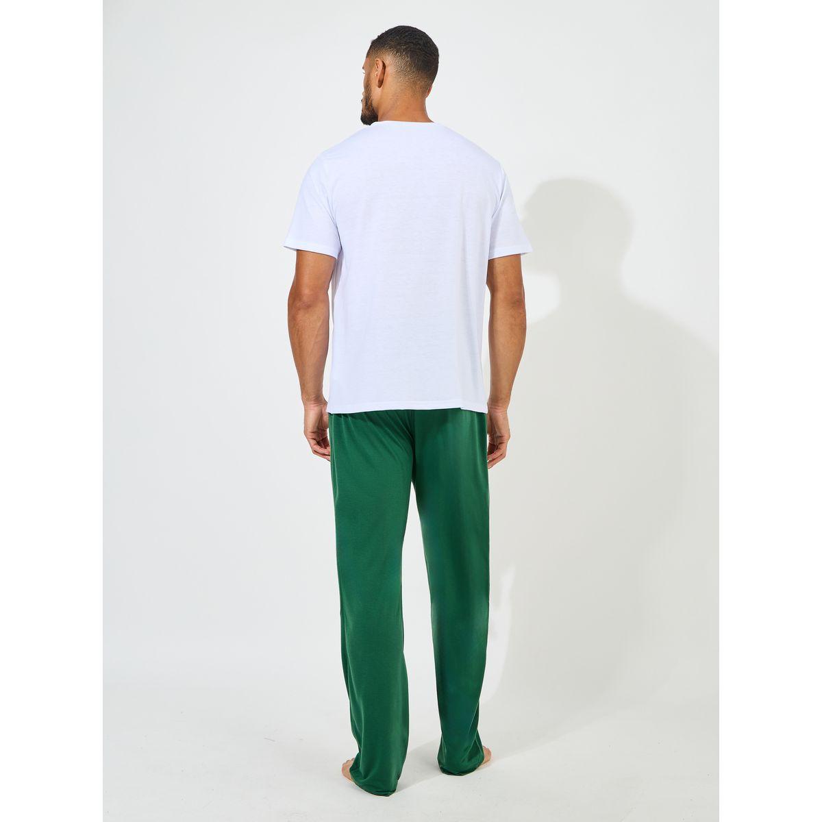 Styli Unwind Slogan Print T-Shirt & Straight Pyjama Set-men-clothing-nightwear-sets-image-4