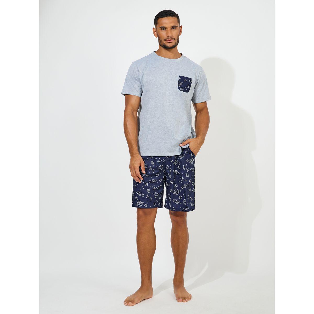 Styli Unwind Printed Pocket T-Shirt & AOP Shorts Set-men-clothing-nightwear-sets-image-1