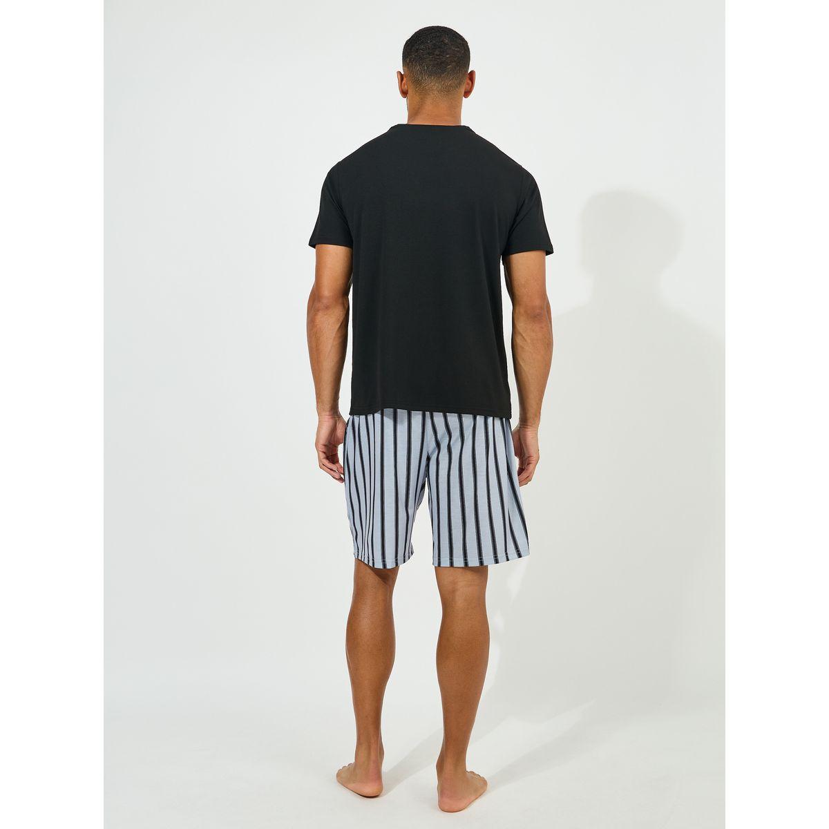 Styli Unwind Graphic Print T-Shirt & Striped Shorts Set-men-clothing-nightwear-sets-image-4