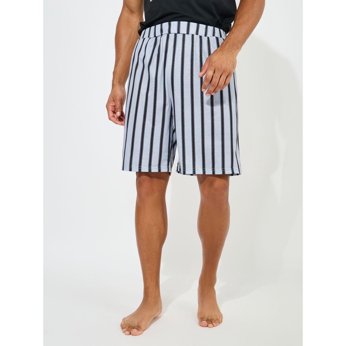 Styli Unwind Graphic Print T-Shirt & Striped Shorts Set-men-clothing-nightwear-sets-image-5