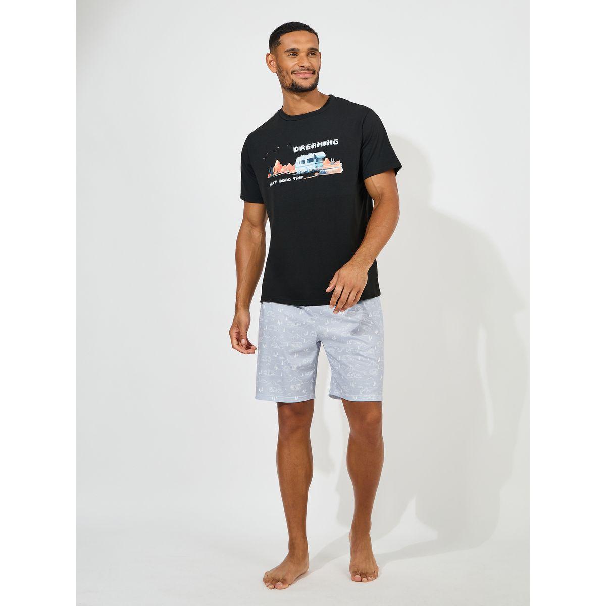 Styli Unwind Graphic Print T-Shirt & AOP Shorts Set-men-clothing-nightwear-sets-image-1