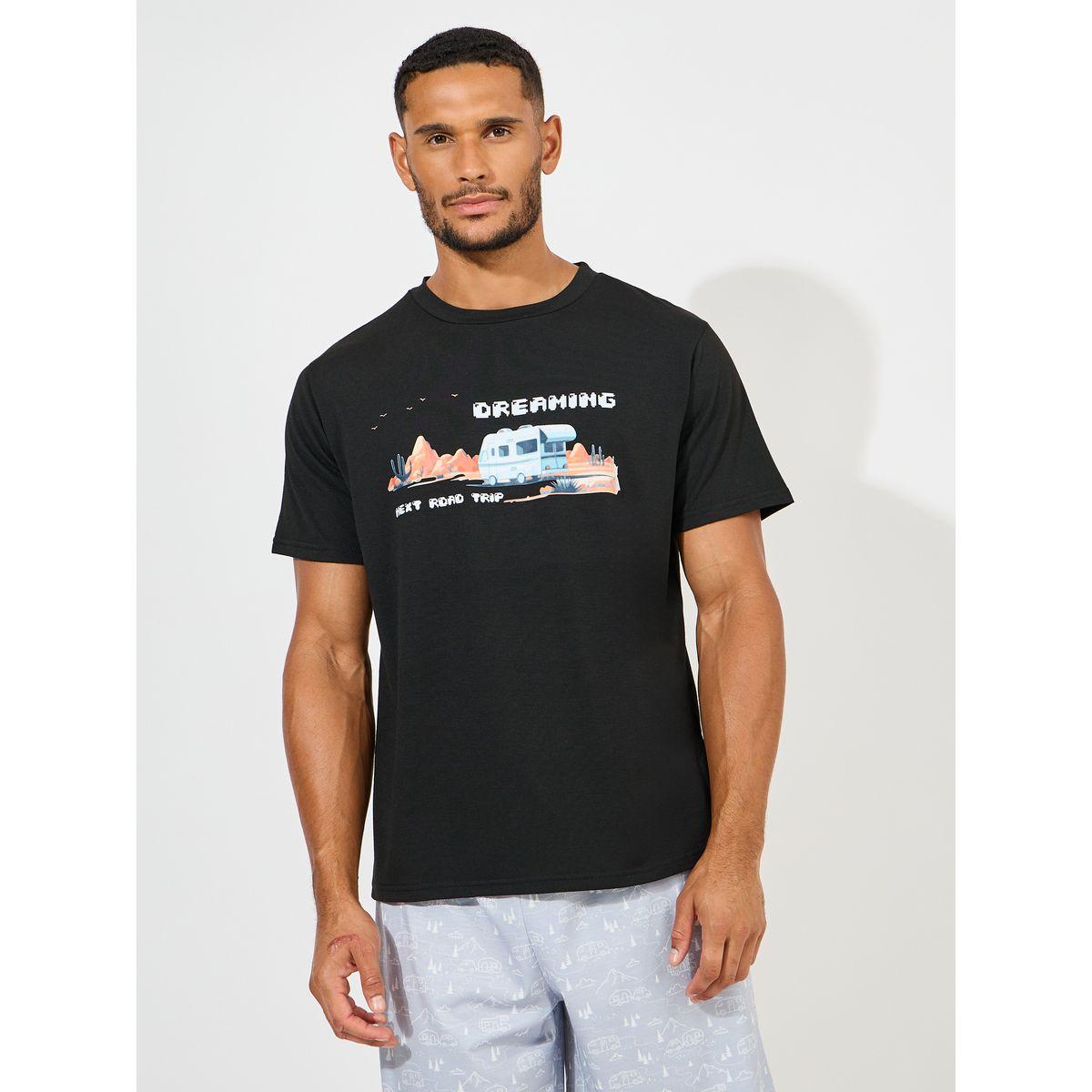 Styli Unwind Graphic Print T-Shirt & AOP Shorts Set-men-clothing-nightwear-sets-image-2