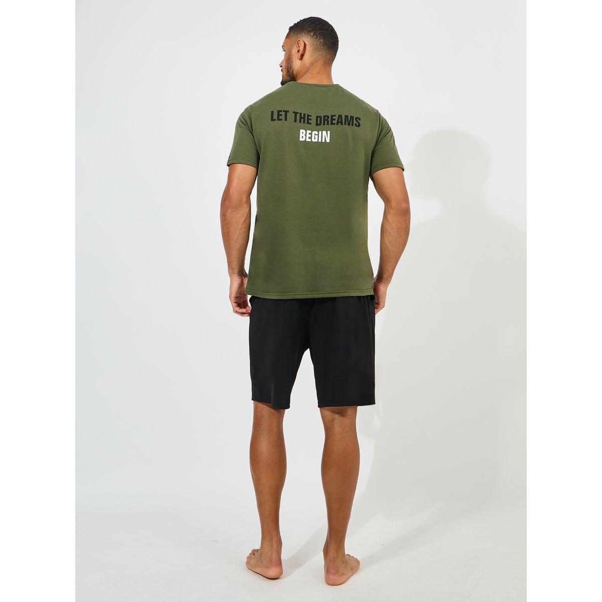 Styli Unwind Back Slogan Print T-Shirt & Solid Shorts Set-men-clothing-nightwear-sets-image-1