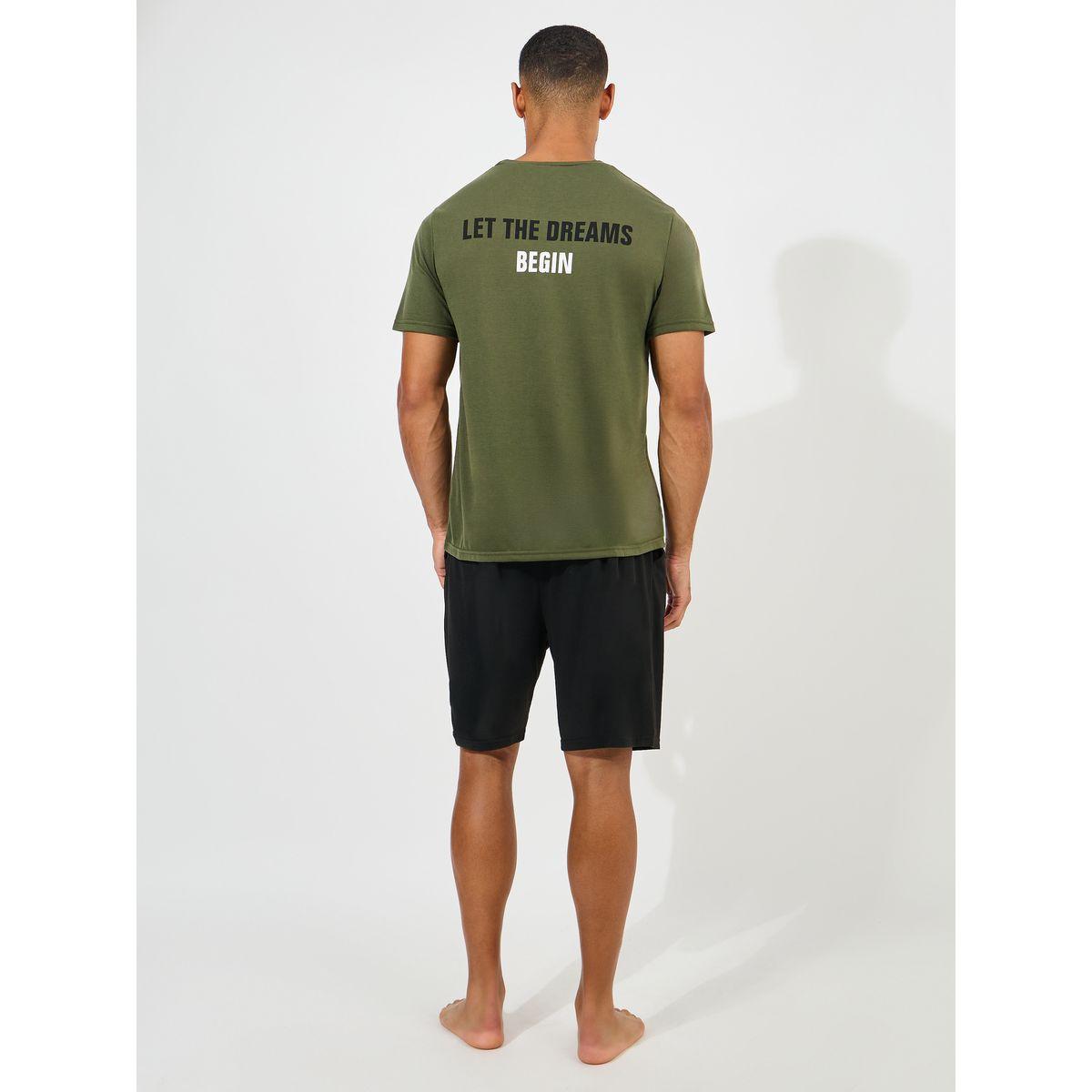 Styli Unwind Back Slogan Print T-Shirt & Solid Shorts Set-men-clothing-nightwear-sets-image-5