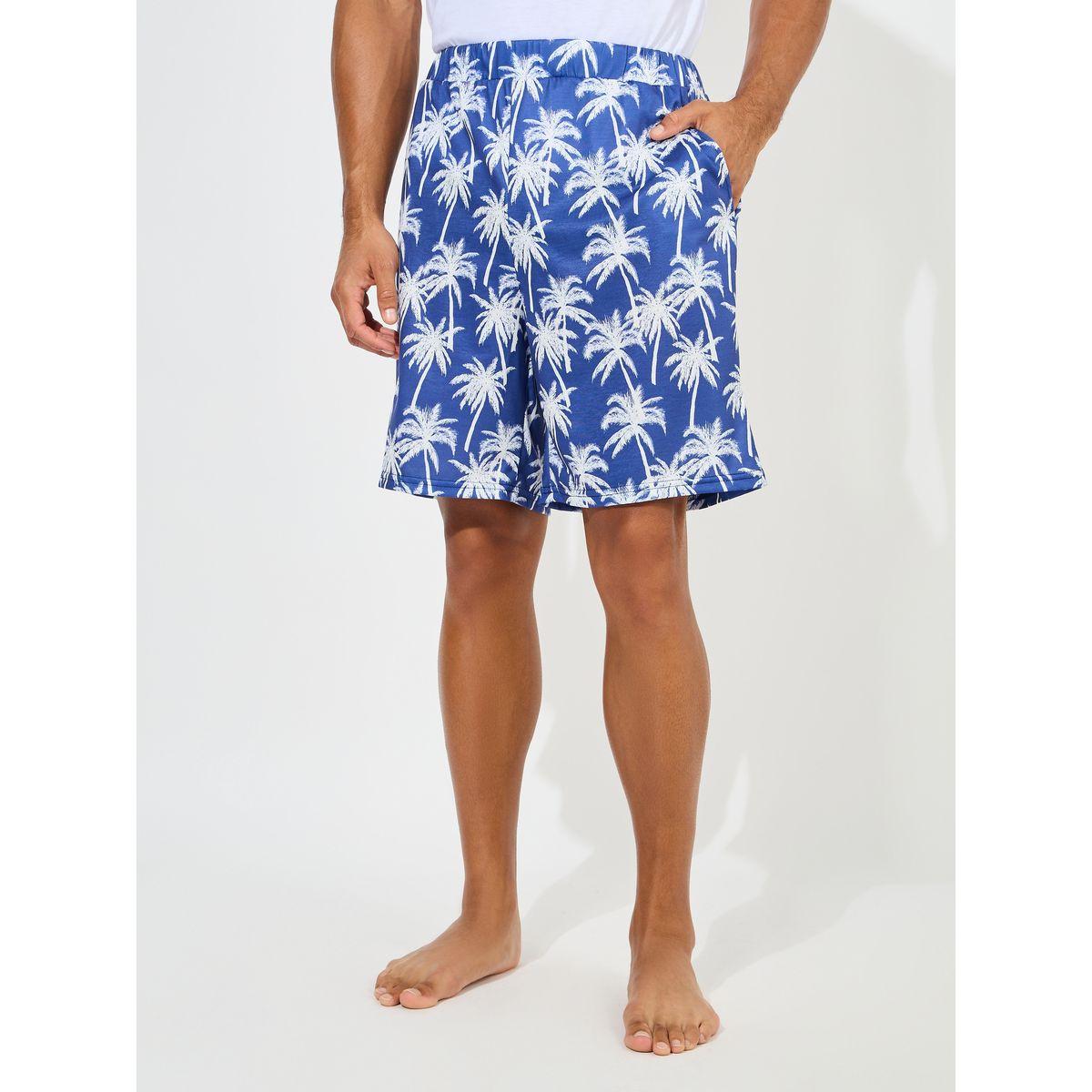 Styli Unwind Solid Tank & Tropical Print Shorts Set-men-clothing-nightwear-sets-image-5