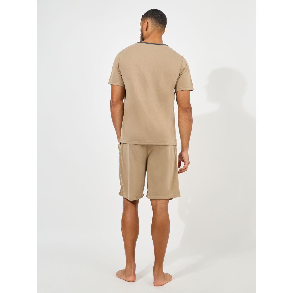 Styli Unwind Contrast V Neck T-Shirt & Short Set-men-clothing-nightwear-sets-image-4