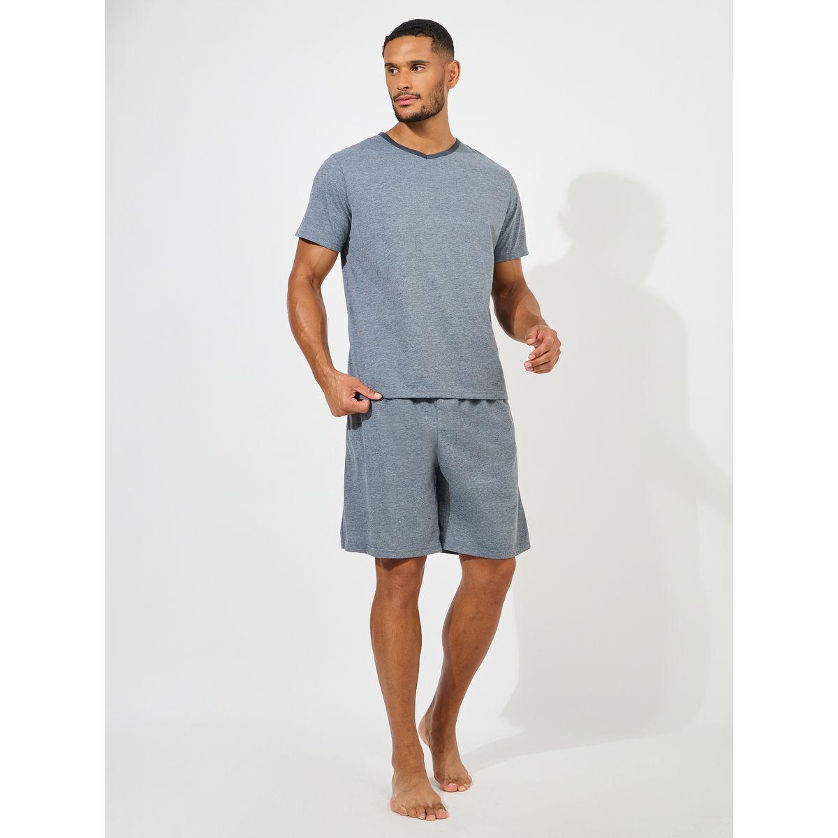Styli Unwind Contrast V Neck T-Shirt & Short Set-men-clothing-nightwear-sets-image-1