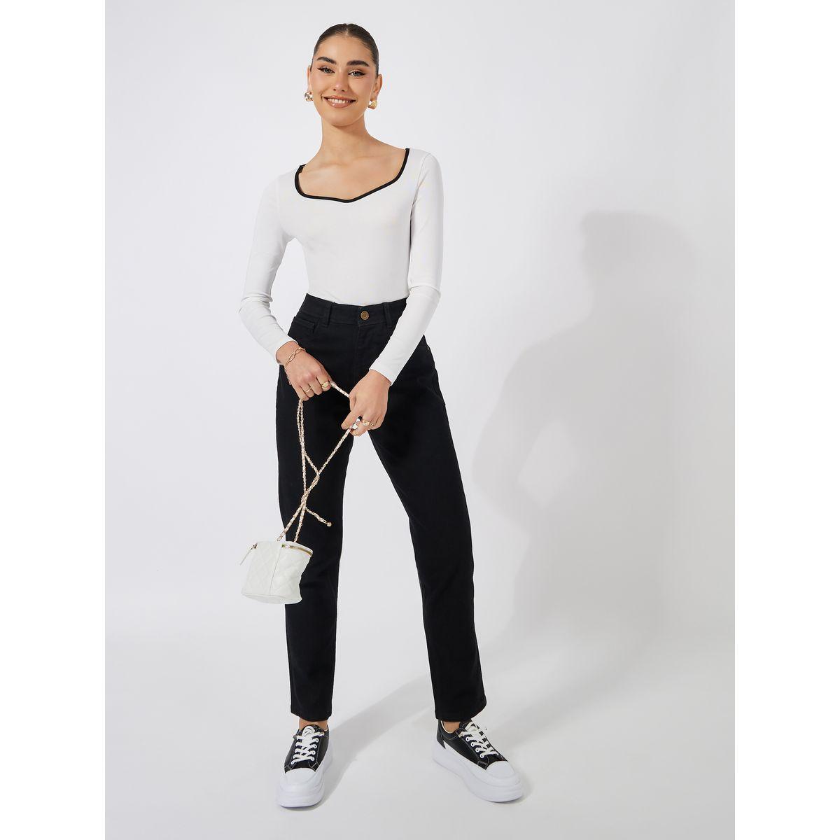بودي سوت محبوك بياقة على شكل قلب-women-clothing-tshirts-image-2