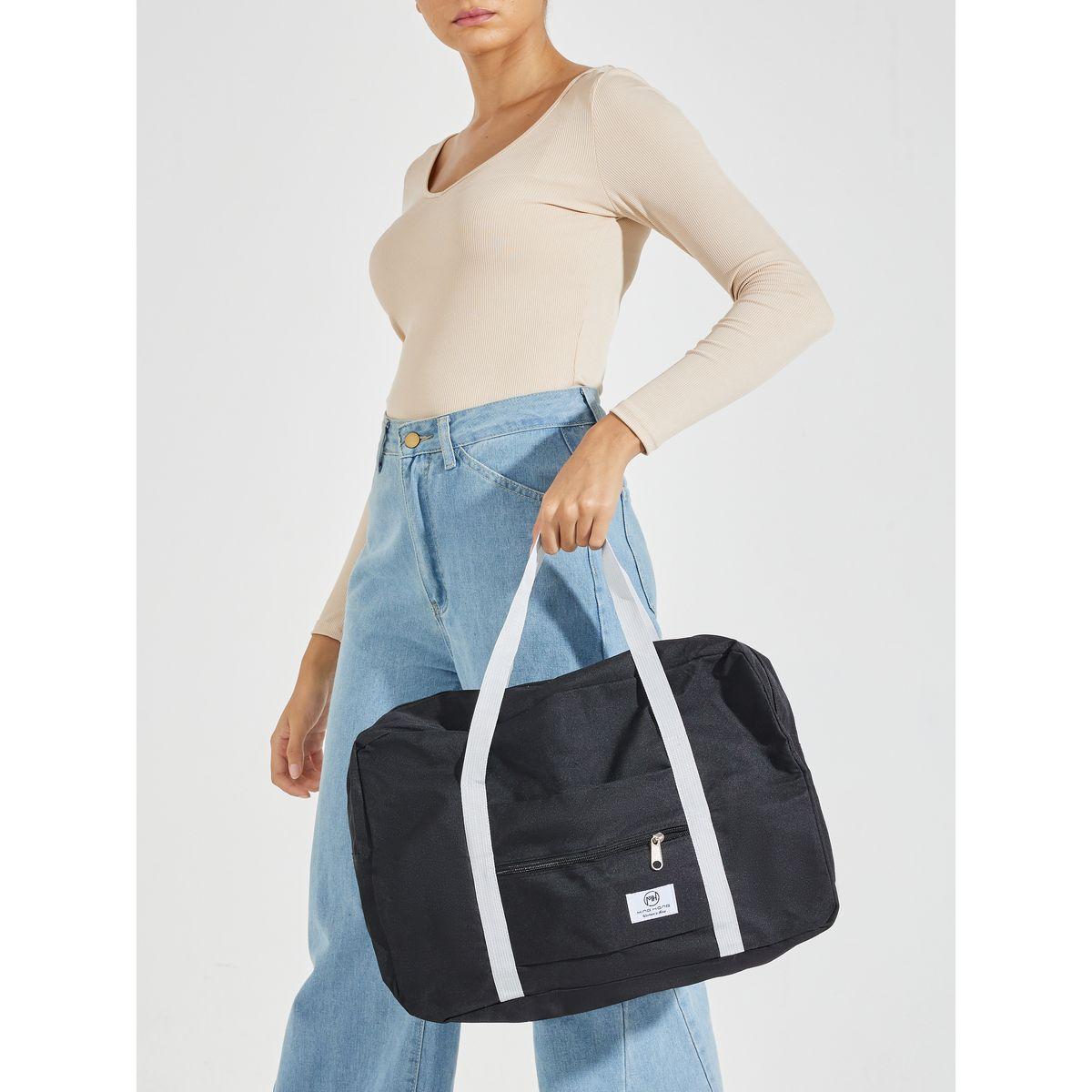Styli Patch Detail Gym Bag with Zip Closure-travel-luggagesandbags-luggage-image-2