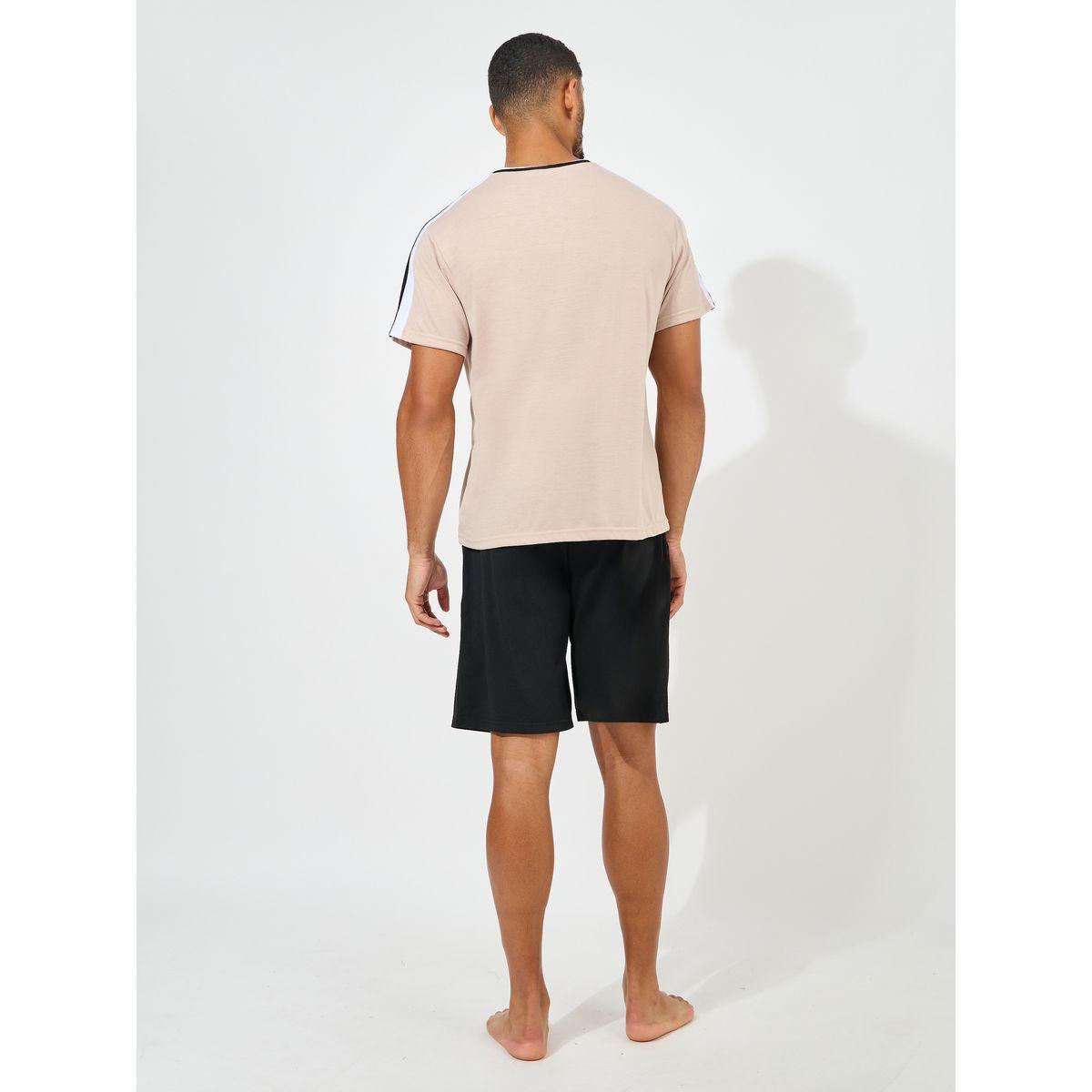 مجموعة من شورت مع تيشيرت بطبعة ناعمة-men-clothing-nightwear-sets-image-4