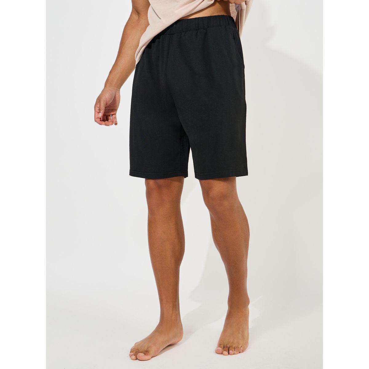 Styli Unwind V Neck Minimal Print T-Shirt & Cut-Sew Detail Shorts Set-men-clothing-nightwear-sets-image-5