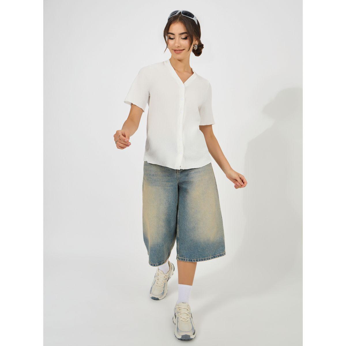 بلوزة بتفاصيل بارزة الملمس واكمام قصيرة-women-clothing-shirtsandblouses-blouses-image-3