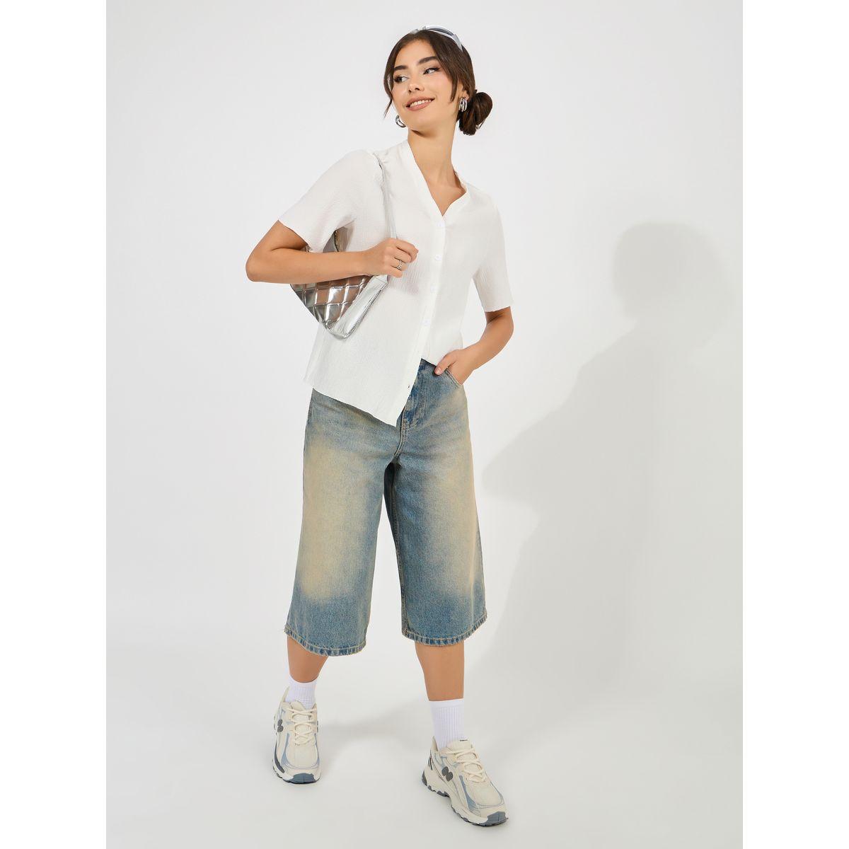 بلوزة بتفاصيل بارزة الملمس واكمام قصيرة-women-clothing-shirtsandblouses-blouses-image-4