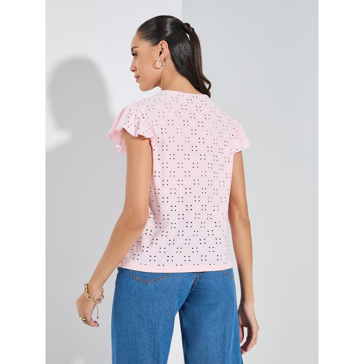 بلوزة مزينة بفتحات صغيرة مع اكمام كشكش-women-clothing-shirtsandblouses-blouses-image-4