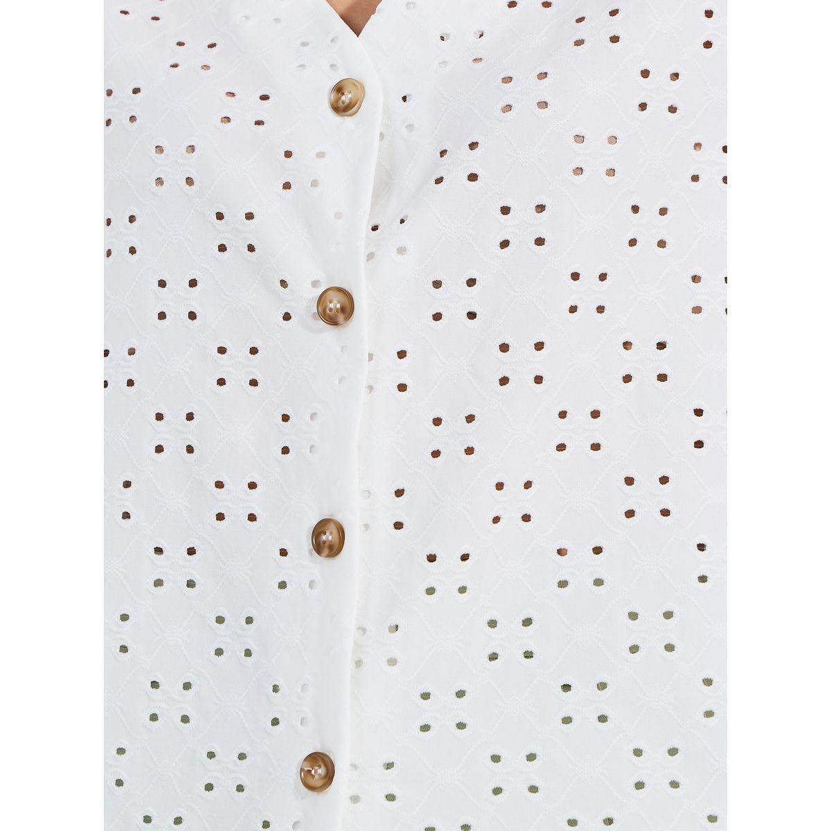 Styli V Neck Buttoned Schiffli Top with Ruffled Sleeves-women-clothing-shirtsandblouses-blouses-image-4