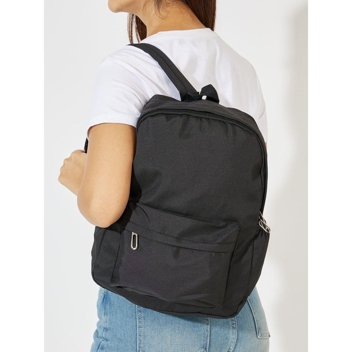 Styli Solid Front Pocket Backpack with Zip Detail-women-bagsandwallets-backpacks-image-3