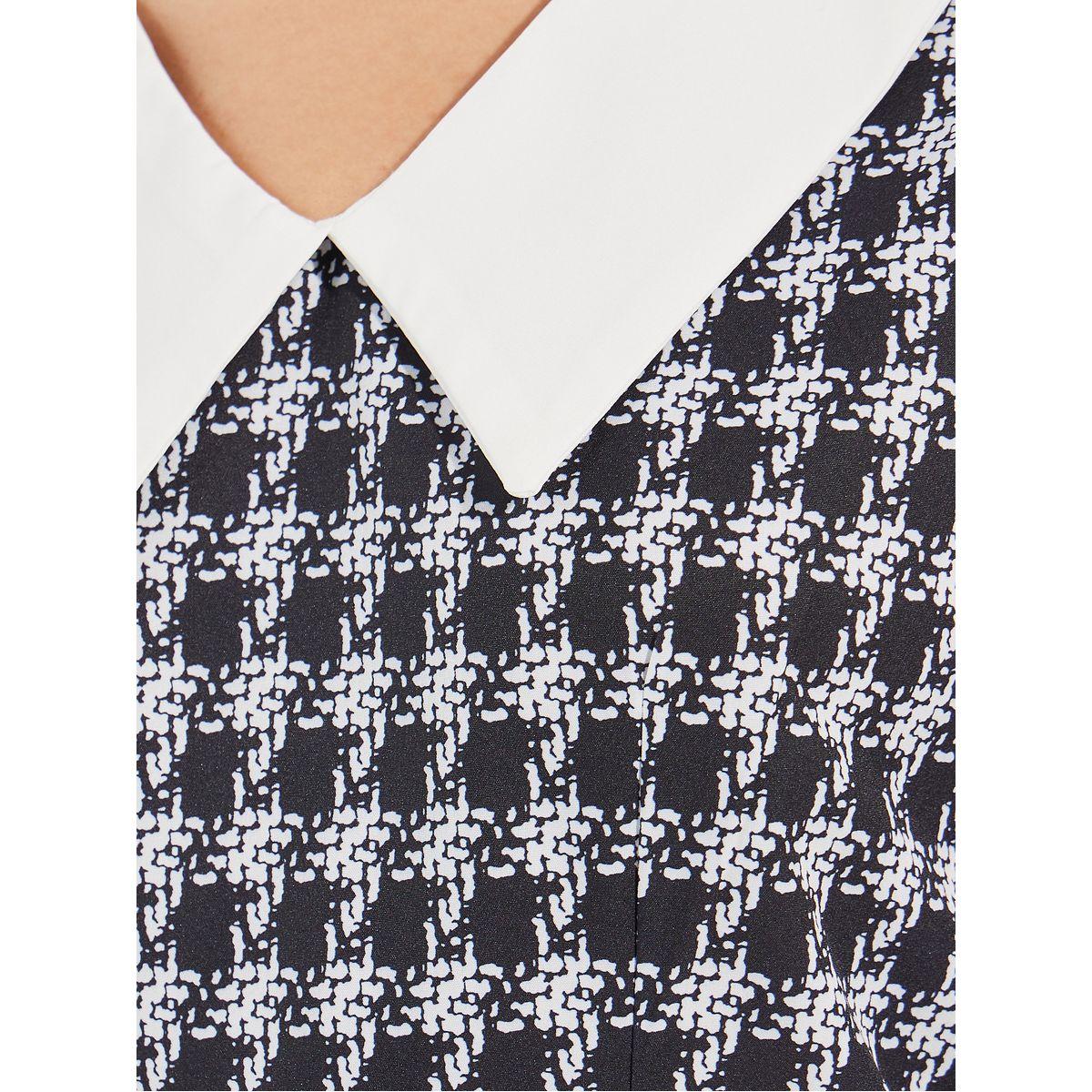 Styli Checked Pattern Knit Top with Peter Pan Collar-women-clothing-shirtsandblouses-blouses-image-4
