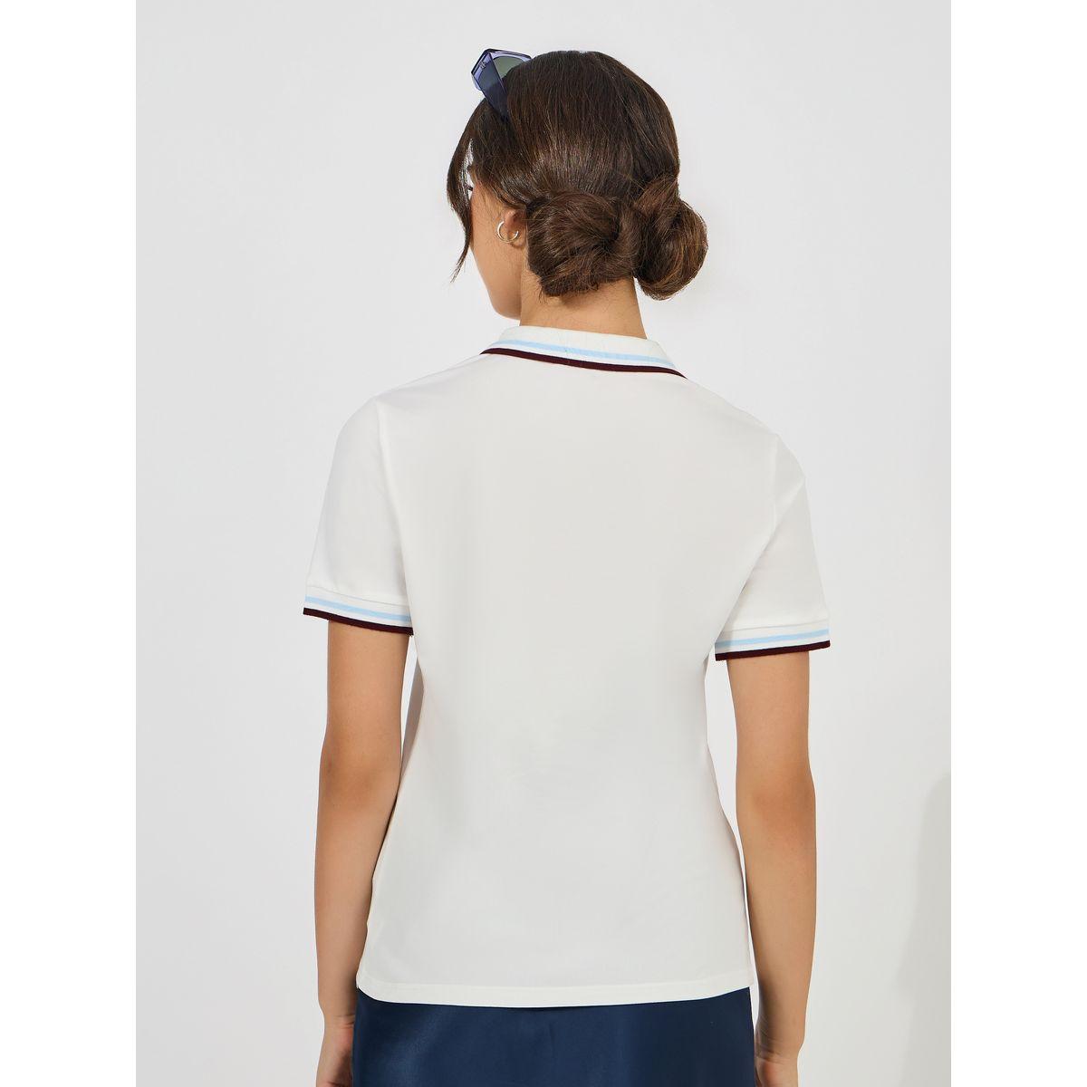 تيشيرت بياقة بولو وقصة عادية مع اكمام قصيرة-women-clothing-tshirts-image-5