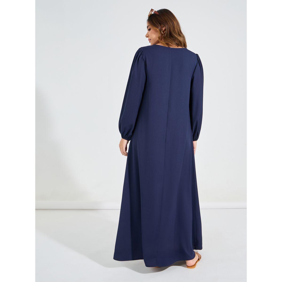 جلابية باكمام طويل باساور مع ياقة باربطة-women-arabicclothing-jalabiyas-image-6