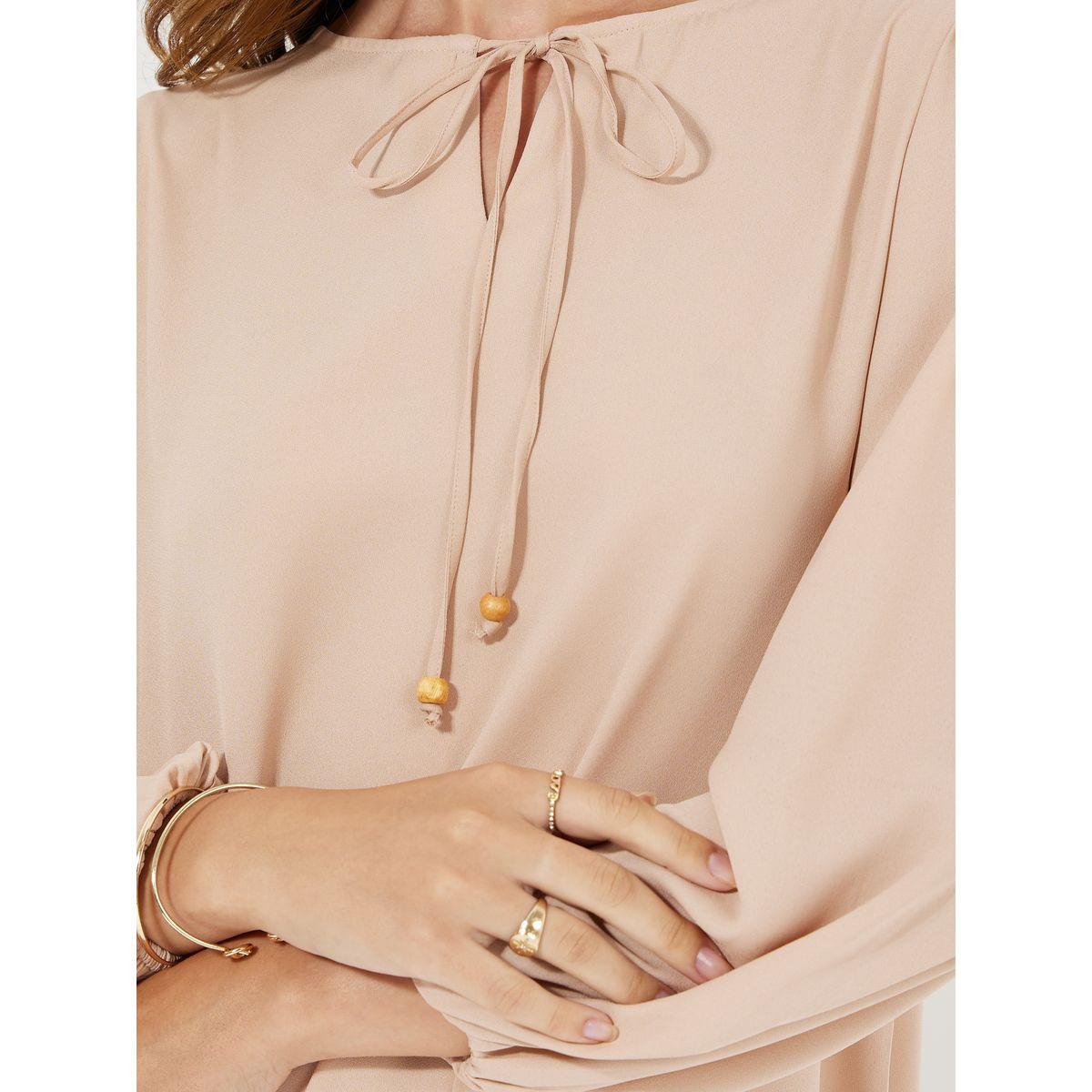Styli Tie-Up Neck Jalabiya with Cuffed Sleeves-women-arabicclothing-jalabiyas-image-2