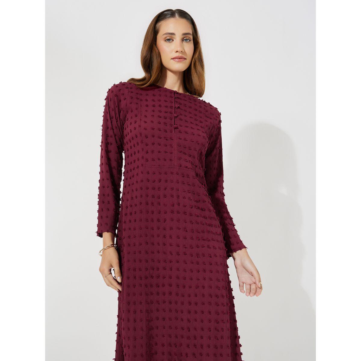 Styli Dobby Jalabiya with Button Detail-women-arabicclothing-jalabiyas-image-2