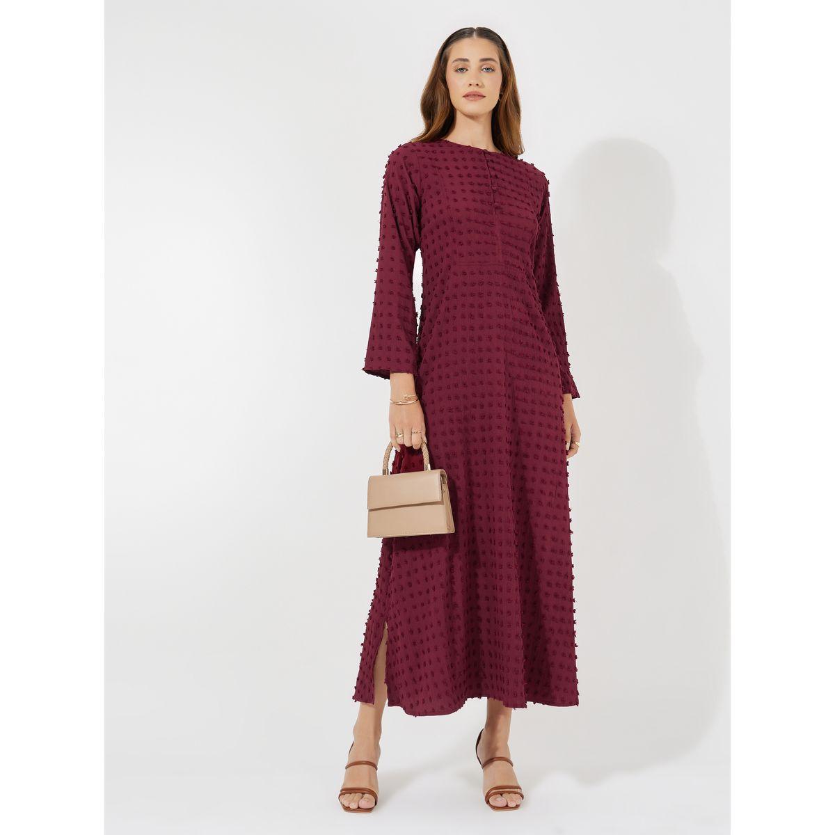 Styli Dobby Jalabiya with Button Detail-women-arabicclothing-jalabiyas-image-4