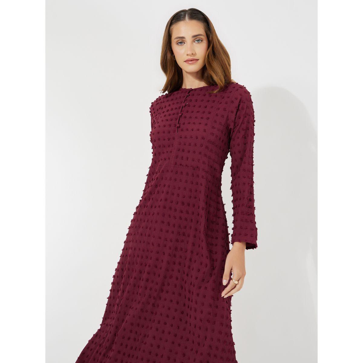 Styli Dobby Jalabiya with Button Detail-women-arabicclothing-jalabiyas-image-5