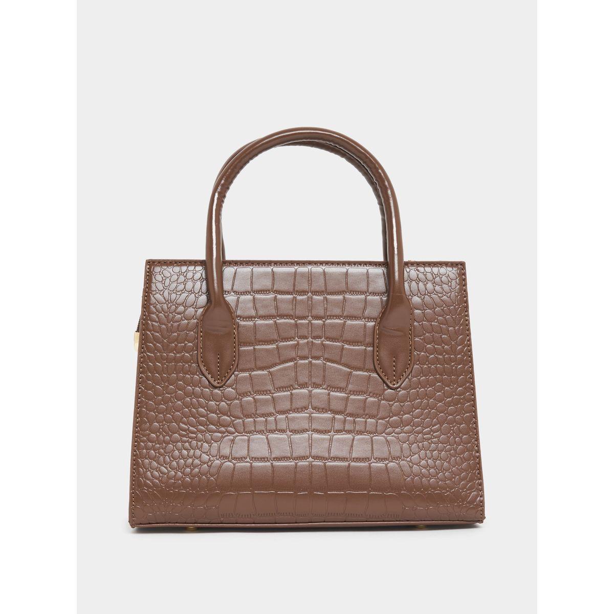Styli Croc Textured Handbag with Attached Purse-women-bagsandwallets-handbags-image-2