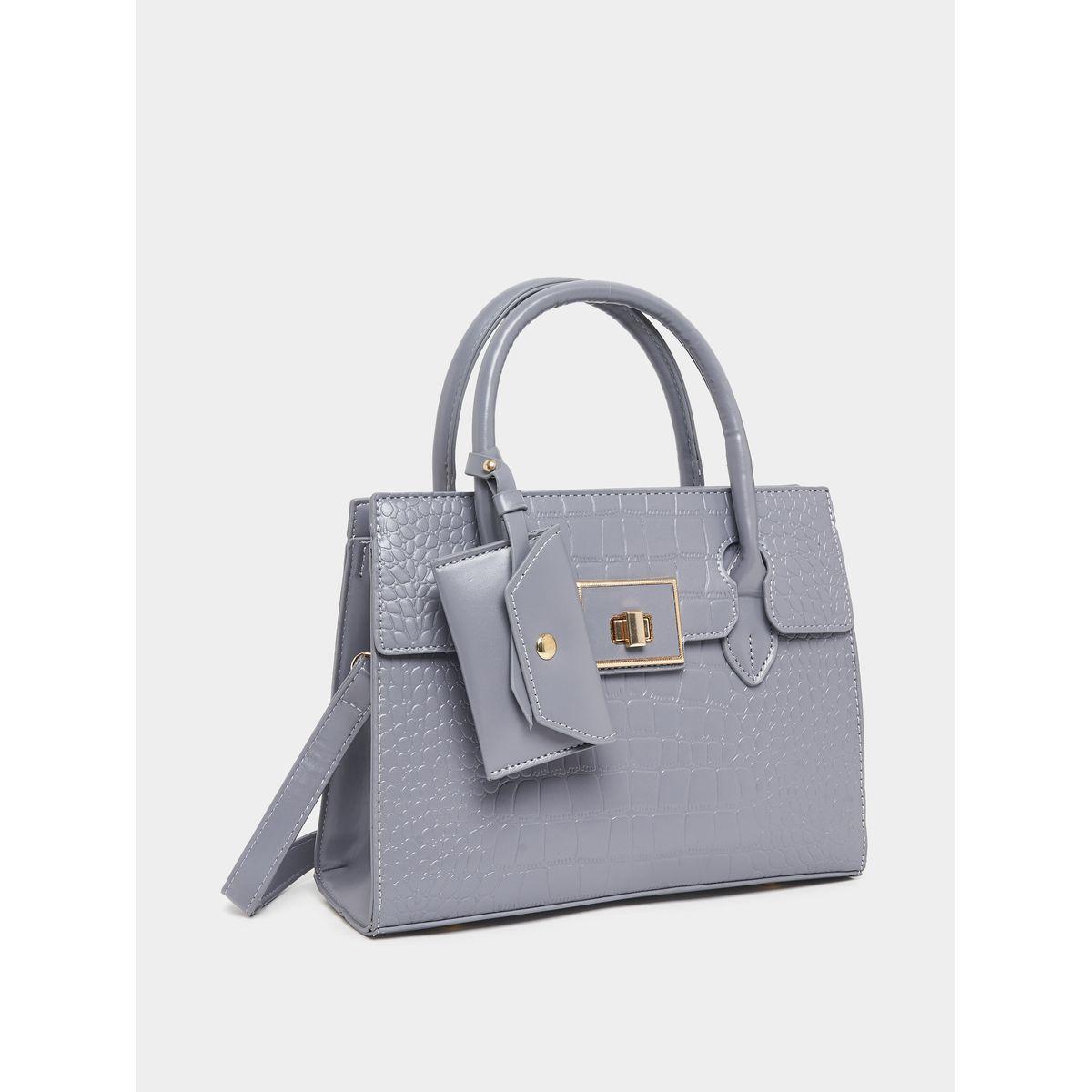 Styli Croc Textured Handbag with Attached Purse-women-bagsandwallets-handbags-image-1