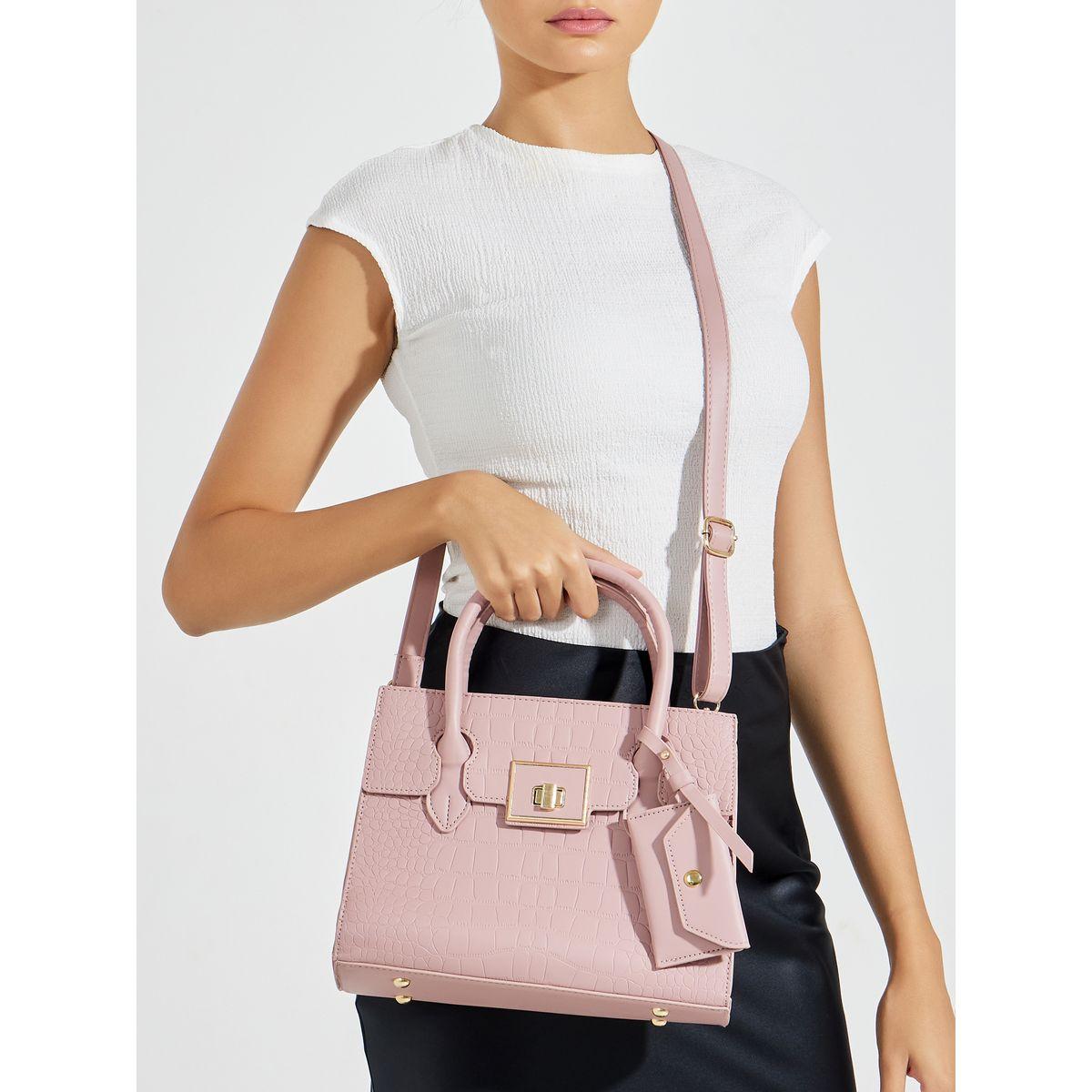Styli Croc Textured Handbag with Purse-women-bagsandwallets-handbags-image-3