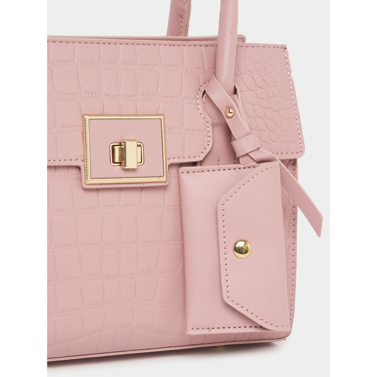 Styli Croc Textured Handbag with Purse-women-bagsandwallets-handbags-image-6