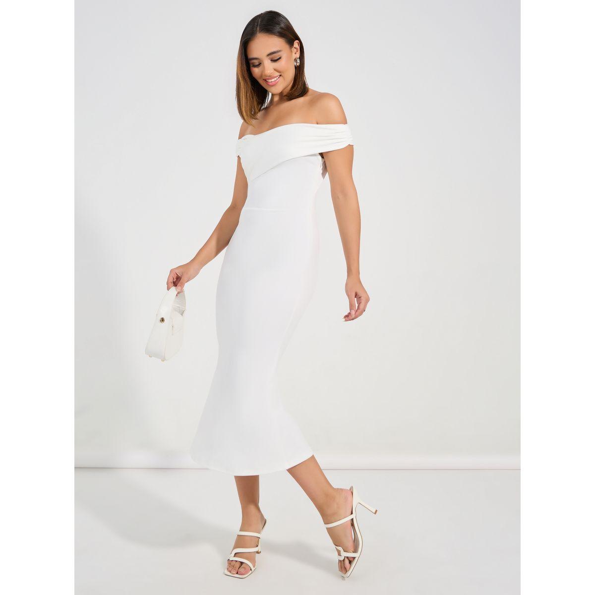 Styli Solid Off Shoulder Neck Bodycon Midi Dress-women-clothing-dresses-image-2