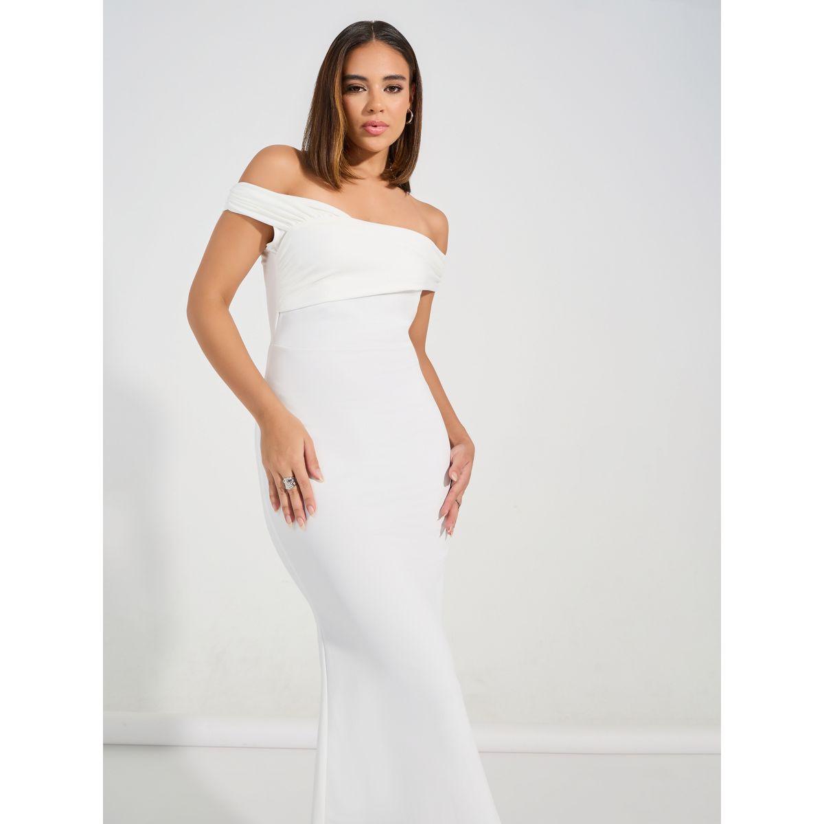 Styli Solid Off Shoulder Neck Bodycon Midi Dress-women-clothing-dresses-image-3