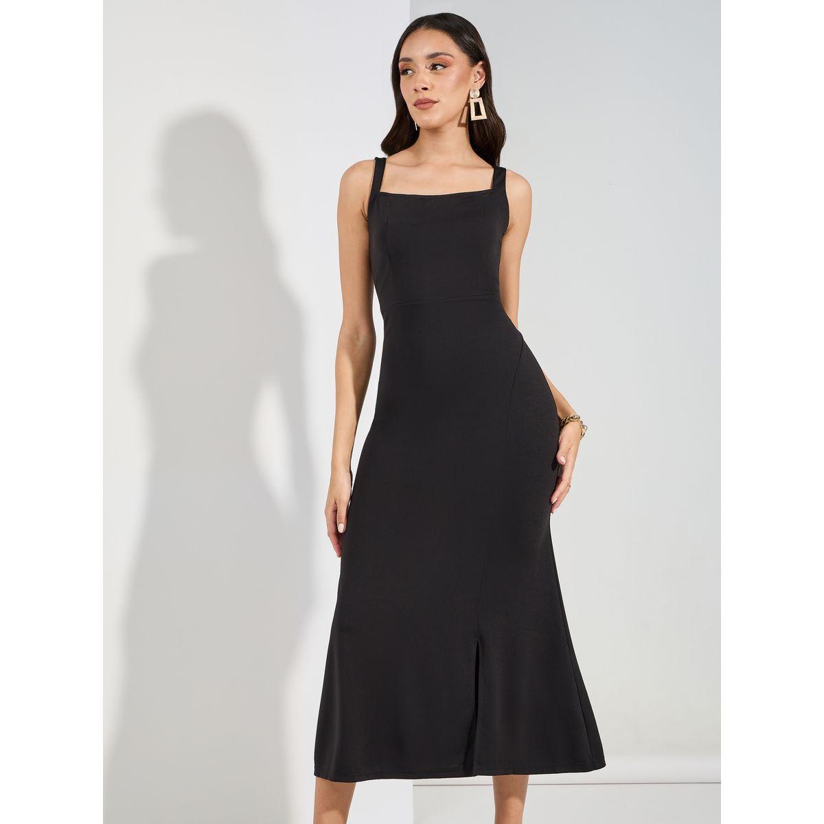 فستان بديكون طويل بلا اكمام مع حافة بشق-women-clothing-dresses-image-2