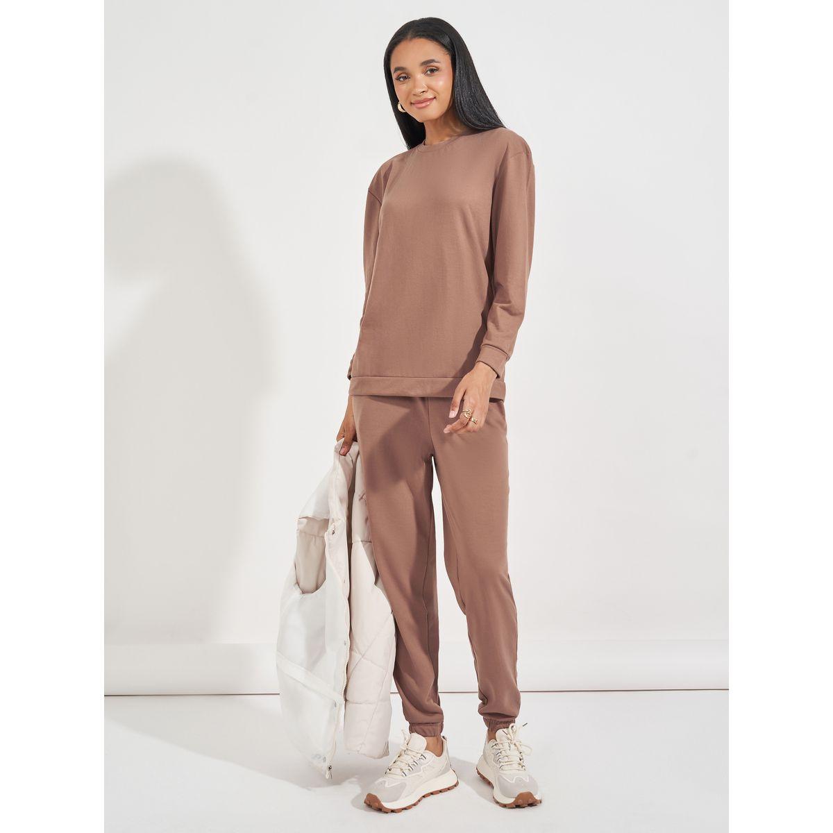 Styli Regular Fit Sweatshirt & Cuffed Joggers Co-Ords-women-clothing-coordsets-image-1