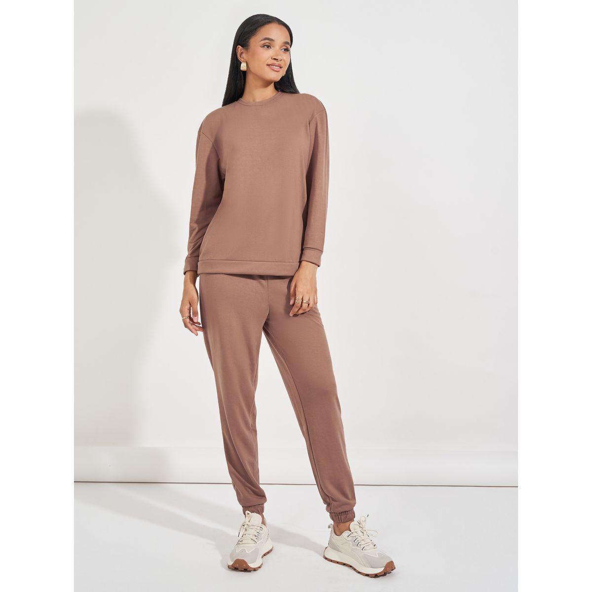 Styli Regular Fit Sweatshirt & Cuffed Joggers Co-Ords-women-clothing-coordsets-image-2