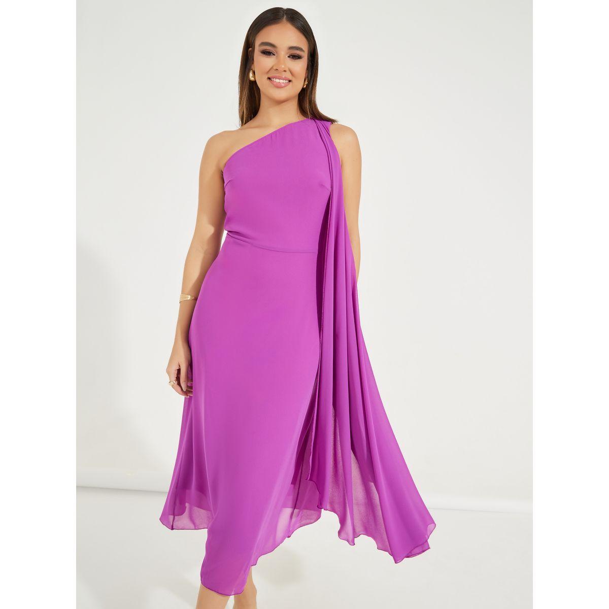 فستان ميدي سادة بكتف واحد-women-clothing-dresses-image-4