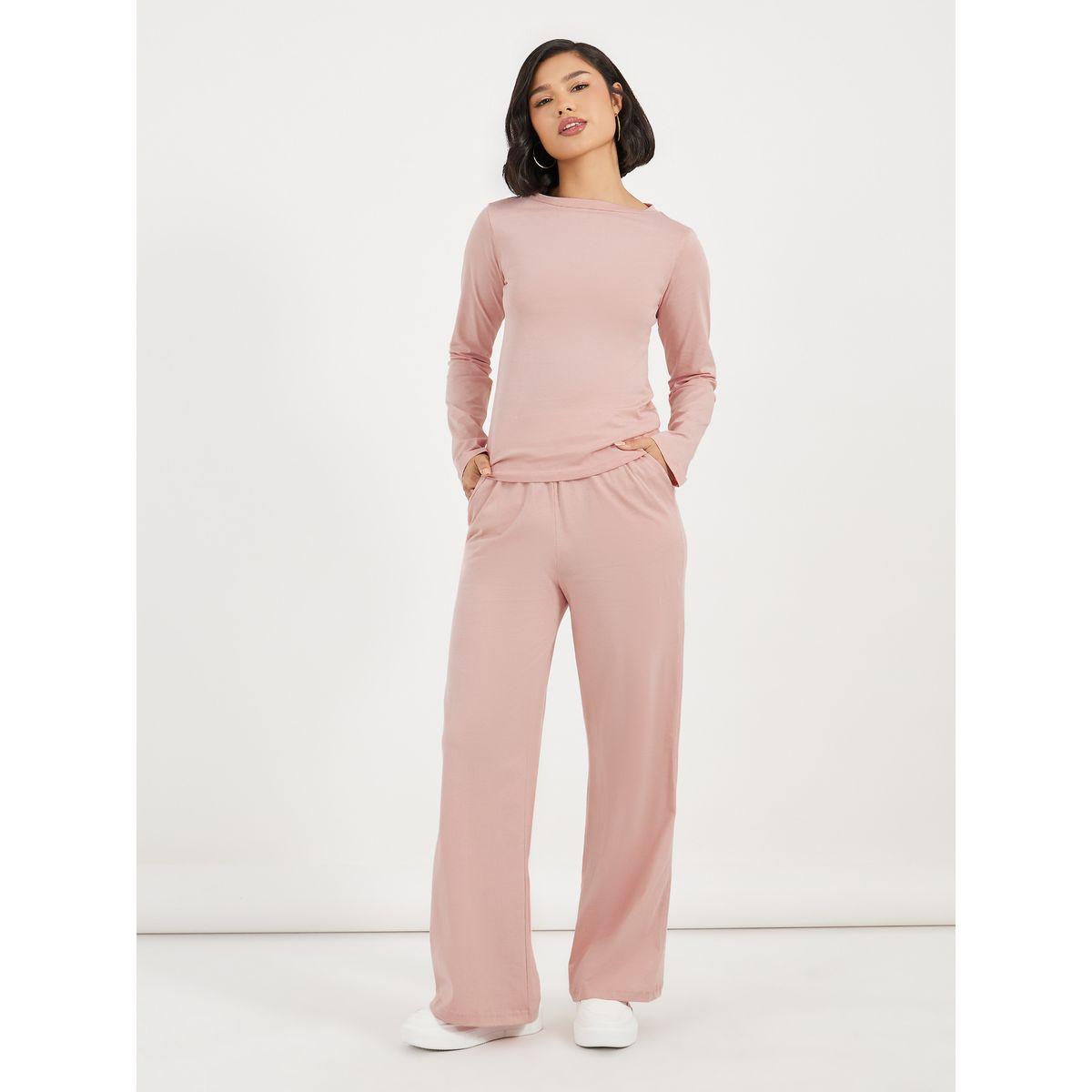 Styli Long Sleeve Knit Top And Wide Leg Joggers Co-Ords Set-women-clothing-coordsets-image-1