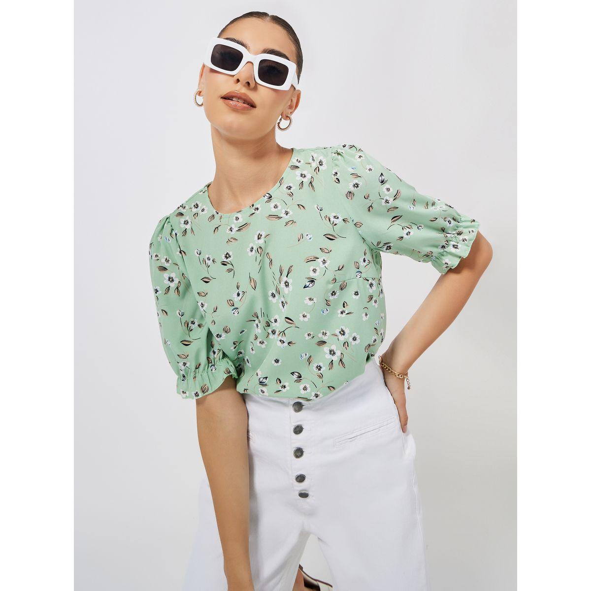 Styli Floral Print Round Neck Blouse-women-clothing-shirtsandblouses-blouses-image-1